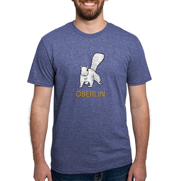 CafePress - Cute Oberlin White Squirrel Illustration T Shirt - Mens Tri-blend T-Shirt