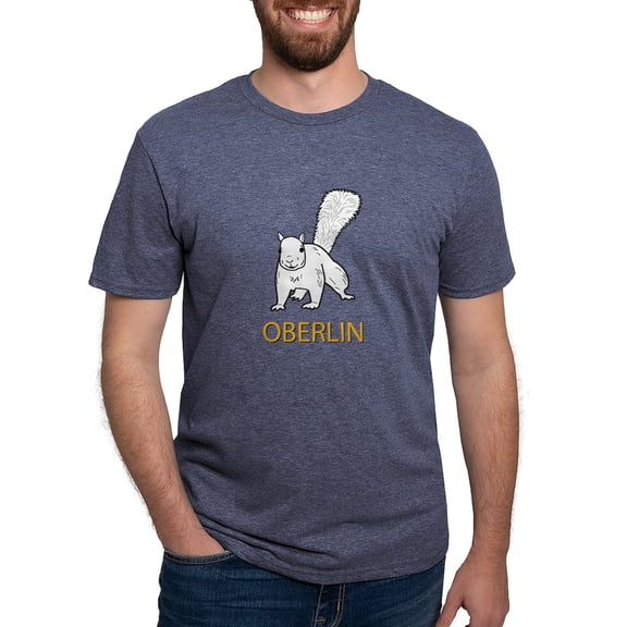 CafePress - Cute Oberlin White Squirrel Illustration T Shirt - Mens Tri-blend T-Shirt