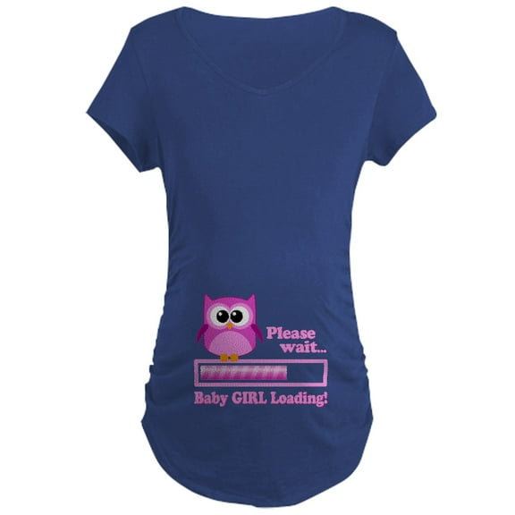 CafePress - Cute Owl Baby Girl Loading Maternity T Shirt - Maternity Dark T-Shirt