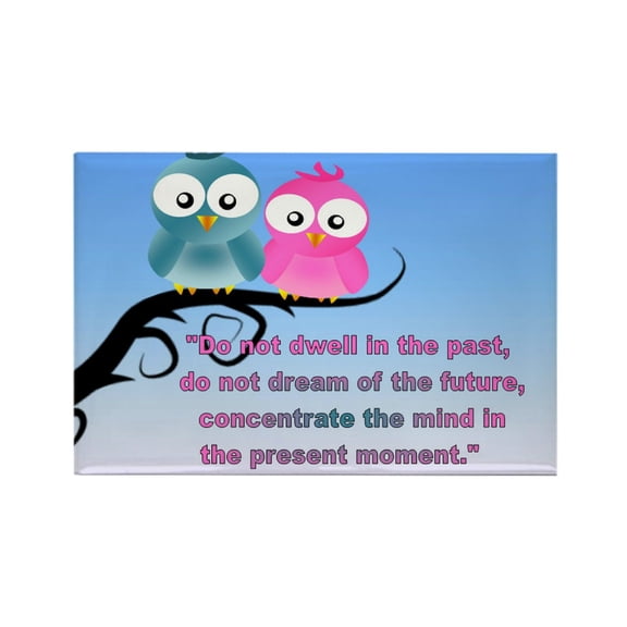 CafePress - Cute Owls In The Present Moment Buddha Rectangle M - Rectangle Magnet, 2"x3" Refrigerator Magnet