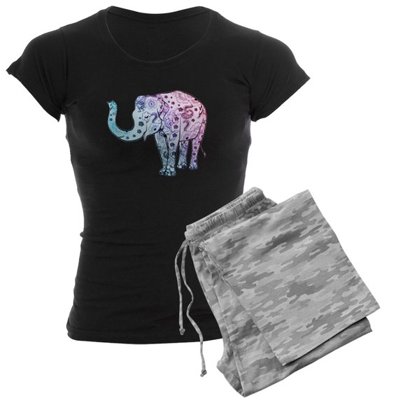 CafePress - Cute Painted Elephant - Women's Dark Pajamas
