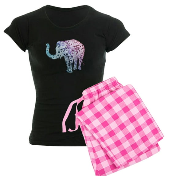 CafePress - Cute Painted Elephant - Women's Dark Pajamas
