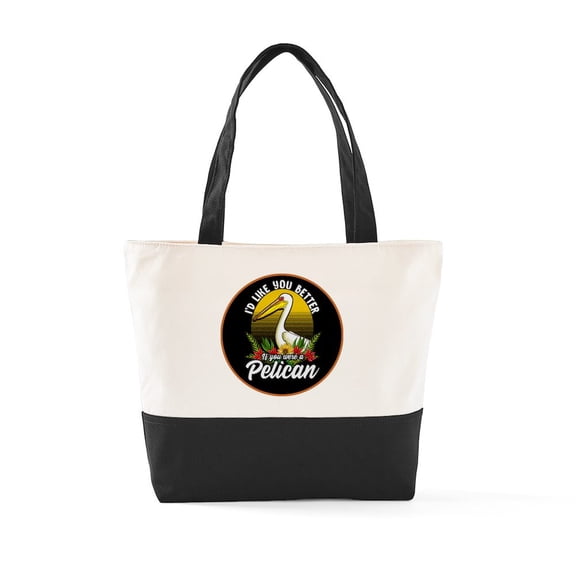 CafePress - Cute Pelican Lover - Two Tone, 100% Cotton, Zipper Tote Bag