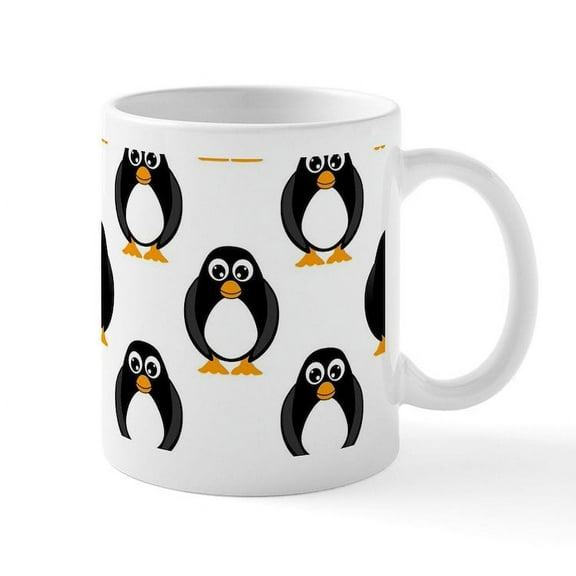 CafePress - Cute Penguin Pattern Mug - 11 oz Ceramic Mug - Novelty Coffee Tea Cup