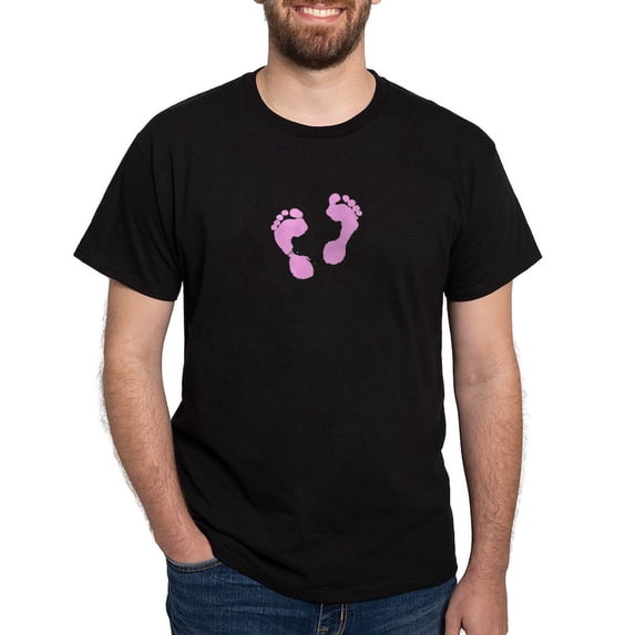 CafePress - Cute Pink Baby Girl Footprints Maternity D T Shirt - Men's Classic Graphic Cotton T-Shirt