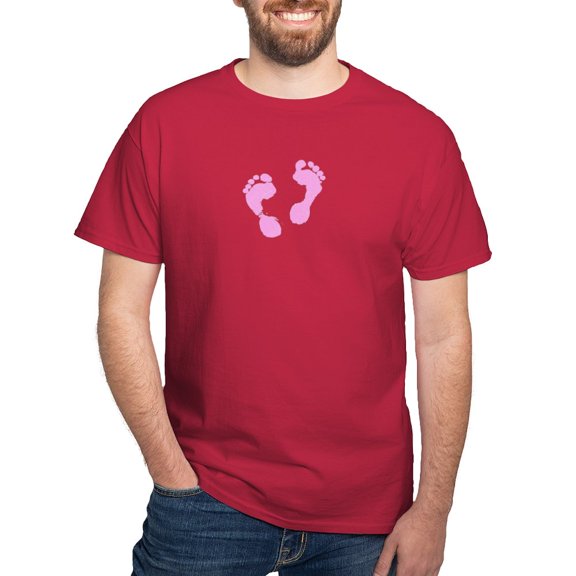 CafePress - Cute Pink Baby Girl Footprints Maternity D T Shirt - Men's Classic Graphic Cotton T-Shirt