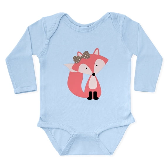 CafePress - Cute Pink Fox Body Suit - Long Sleeve Cotton Baby Bodysuit