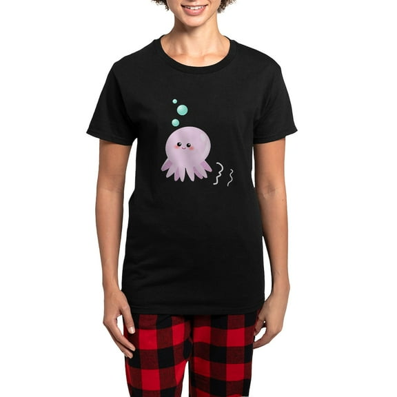 CafePress - Cute Pink Octopus Pajamas - Women's Short Sleeve Print T-Shirt and Pants Dark Cotton Pajama Set