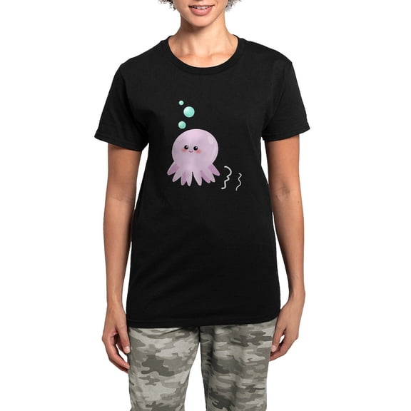 CafePress - Cute Pink Octopus Pajamas - Women's Short Sleeve Print T-Shirt and Pants Dark Cotton Pajama Set