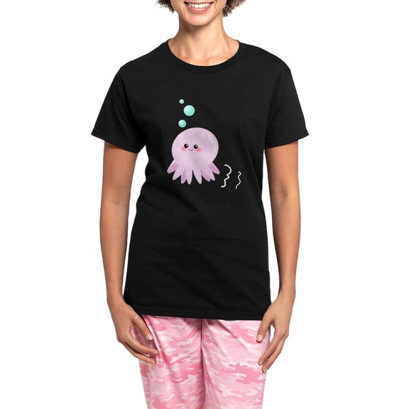 CafePress - Cute Pink Octopus Pajamas - Women's Short Sleeve Print T-Shirt and Pants Dark Cotton Pajama Set