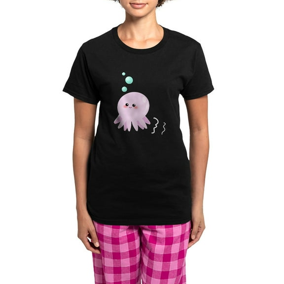 CafePress - Cute Pink Octopus Pajamas - Women's Short Sleeve Print T-Shirt and Pants Dark Cotton Pajama Set
