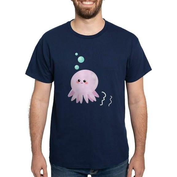 CafePress - Cute Pink Octopus T Shirt - Men's Classic Graphic Cotton T-Shirt