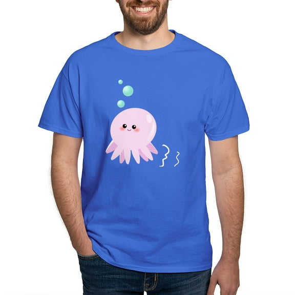 CafePress - Cute Pink Octopus T Shirt - Men's Classic Graphic Cotton T-Shirt