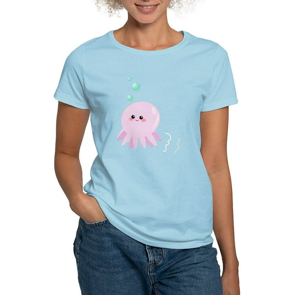 CafePress - Cute Pink Octopus T Shirt - Women's Classic T-Shirt