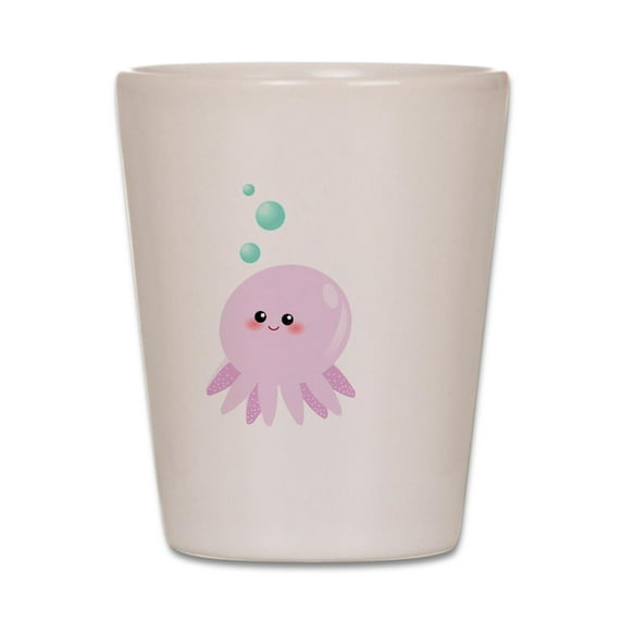 CafePress - Cute Pink Octopus - White Shot Glass, Unique and Funny Shot Glass