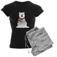 thumbnail image 1 of CafePress - Cute Polar Bear With Red Bow - Women's Dark Pajamas, 1 of 4