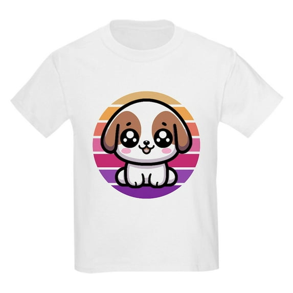 CafePress - Cute Puppy Dog Retro Sunset T Shirt - Light T-Shirt Kids XS-XL