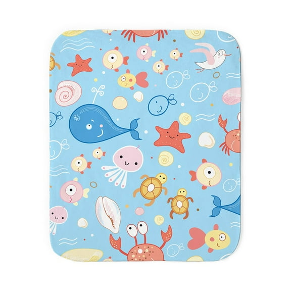 CafePress - Cute Sea Life - Sherpa Fleece Throw Blanket 60" x 50"