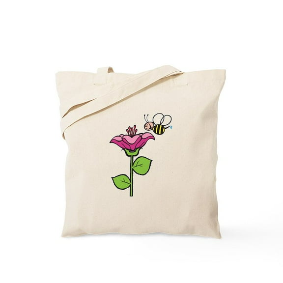 CafePress - Cute Silly Bee With Flower Tote Bag - Unisex Canvas Tote Bag, Beige, 1-Piece