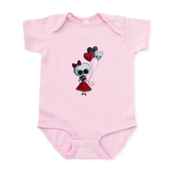 CafePress - Cute Skeleton Girl With Spooky Balloons Body Suit - Baby Light Bodysuit, Size Newborn - 24 Months