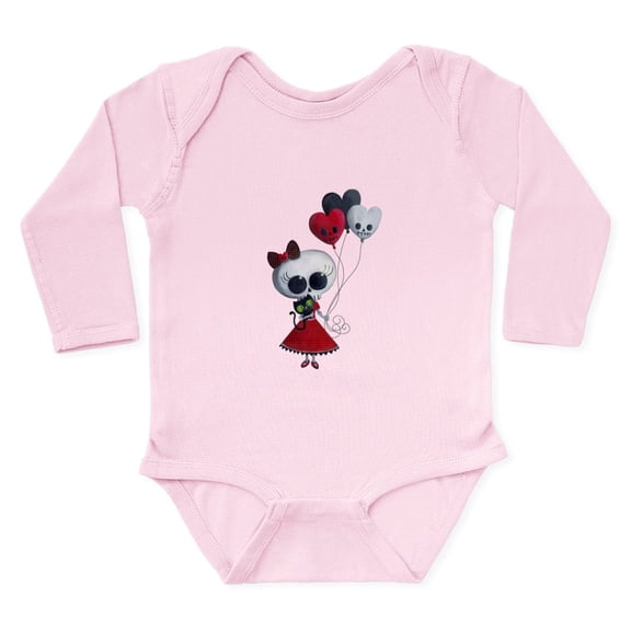CafePress - Cute Skeleton Girl With Spooky Balloons Body Suit - Long Sleeve Cotton Baby Bodysuit