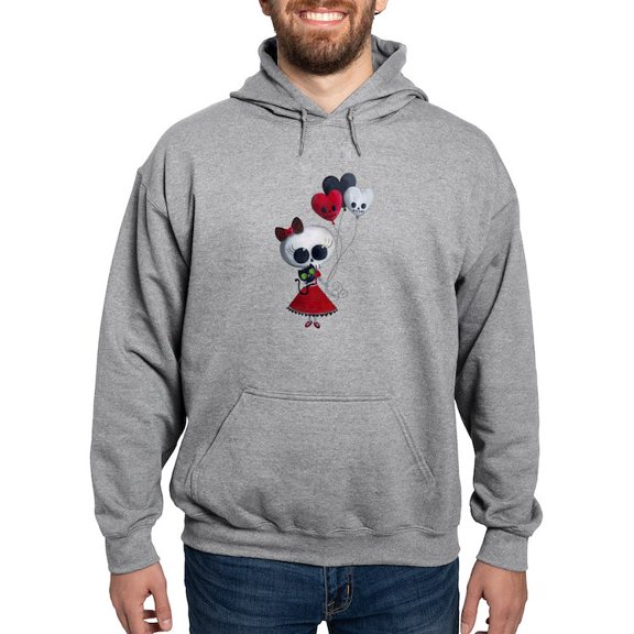 CafePress - Cute Skeleton Girl With Spooky Balloons Hoodie - Pullover Hoodie, Hooded Sweatshirt