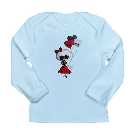 CafePress - Cute Skeleton Girl With Spooky Balloons Long Sleev - Long Sleeve Infant T-Shirt