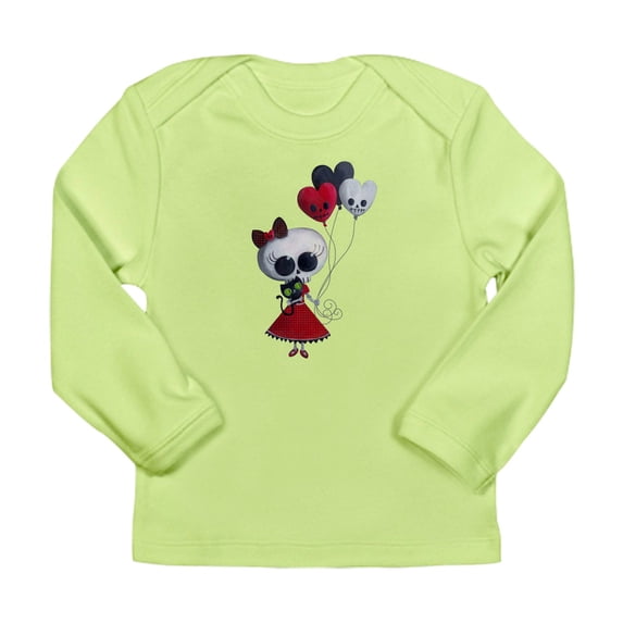 CafePress - Cute Skeleton Girl With Spooky Balloons Long Sleev - Long Sleeve Infant T-Shirt