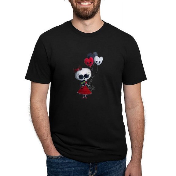 CafePress - Cute Skeleton Girl With Spooky Balloons Men's Delu - Mens Tri-blend T-Shirt