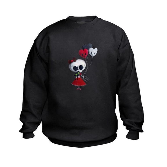 CafePress - Cute Skeleton Girl With Spooky Balloons Sweatshirt - Kids Sweatshirt, Youth Crew Neck Sweatshirt