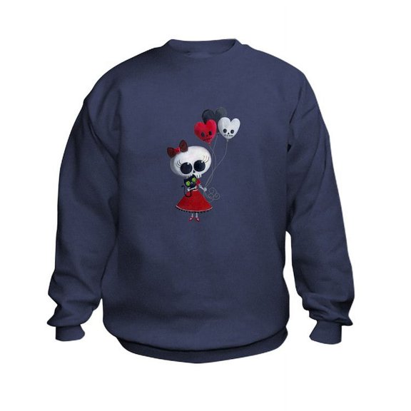 CafePress - Cute Skeleton Girl With Spooky Balloons Sweatshirt - Kids Sweatshirt, Youth Crew Neck Sweatshirt