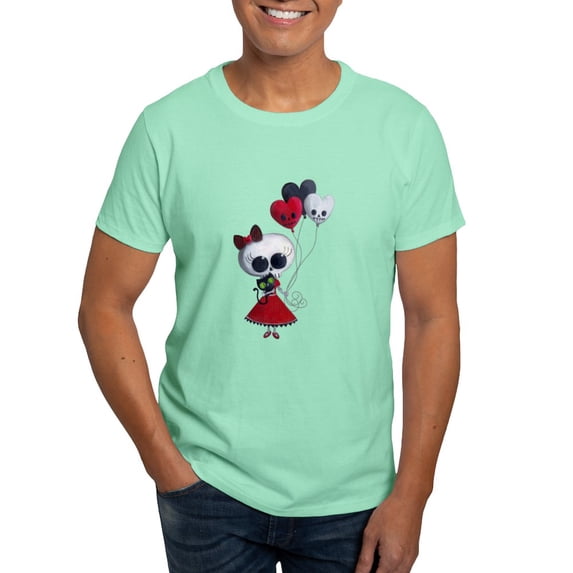 CafePress - Cute Skeleton Girl With Spooky Balloons T Shirt - Men's Classic Graphic Cotton T-Shirt