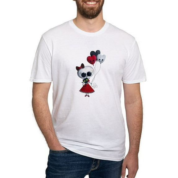 CafePress - Cute Skeleton Girl With Spooky Balloons T Shirt - Fitted T-Shirt, Vintage Fit Soft Cotton Tee