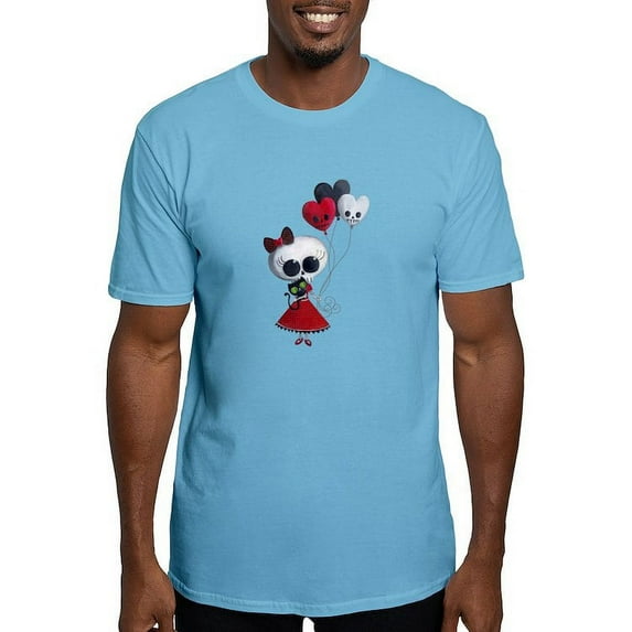 CafePress - Cute Skeleton Girl With Spooky Balloons T Shirt - Fitted T-Shirt, Vintage Fit Soft Cotton Tee