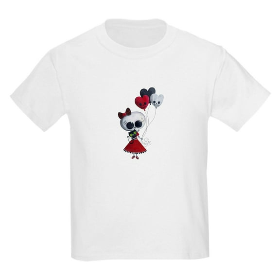CafePress - Cute Skeleton Girl With Spooky Balloons T Shirt - Light T-Shirt Kids XS-XL