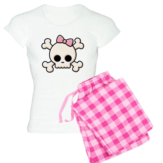 CafePress - Cute Skull Girl Women's Light Pajamas - Women's Short Sleeve Print T-Shirt and Pants Light Cotton Pajama Set