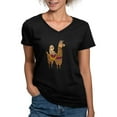 thumbnail image 1 of CafePress - Cute Sloth Riding Llama - Women's V-Neck Dark T-Shirt, 1 of 4