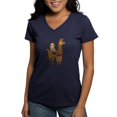 thumbnail image 1 of CafePress - Cute Sloth Riding Llama - Women's V-Neck Dark T-Shirt, 1 of 4