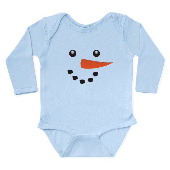 CafePress - Cute Snowman Face Body Suit - Long Sleeve Cotton Baby Bodysuit