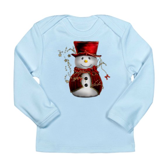 CafePress - Cute Snowman In Red Velvet Long Sleeve Infant T Sh - Long Sleeve Infant T-Shirt