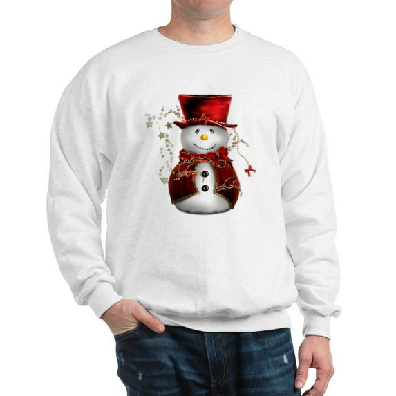 CafePress - Cute Snowman In Red Velvet Sweatshirt - Crew Neck Sweatshirt
