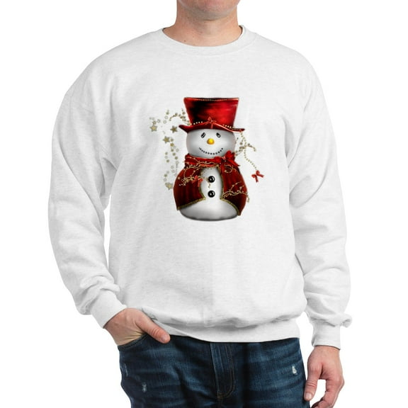 CafePress - Cute Snowman In Red Velvet Sweatshirt - Crew Neck Sweatshirt