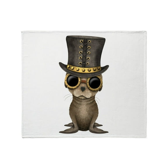 CafePress - Cute Steampunk Baby Sea Lion Throw Blanket - Soft Fleece Throw Blanket, 50"x60" for All Ages