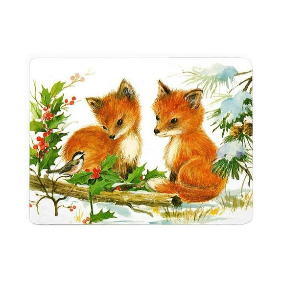 CafePress - Cute Vintage Christmas Foxes - Large Sherpa Fleece Throw Blanket 80" x 60"