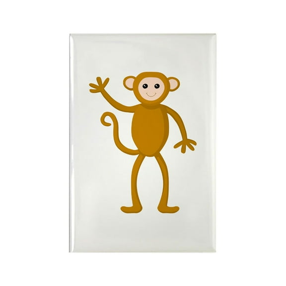 CafePress - Cute Waving Monkey - Rectangle Magnet, 2"x3" Refrigerator Magnet