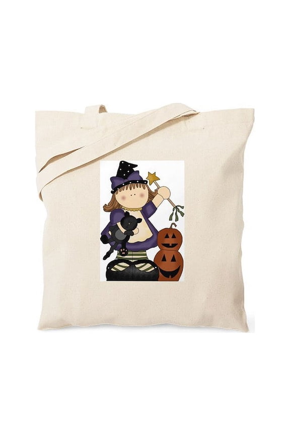 - Cute Witch Tote Bag - Unisex Canvas Tote Bag, Beige, 1-Piece