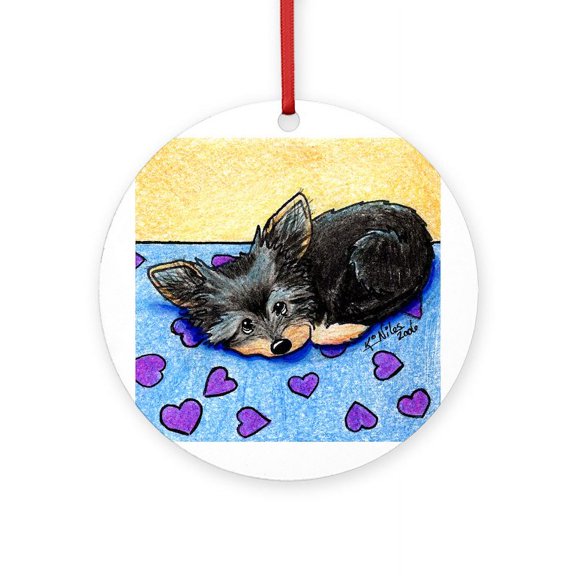 CafePress - Cutie Pie Yorkie - Round Wood Ornament 4"