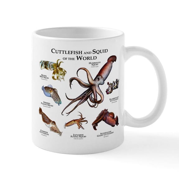 CafePress - Cuttlefish & Squid Of The World Mug - 11 oz Ceramic Mug - Novelty Coffee Tea Cup