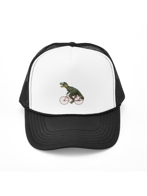 - Cycling Tyrannosaurus Rex - Adjustable Unisex Printed Trucker Hat with Mesh Back