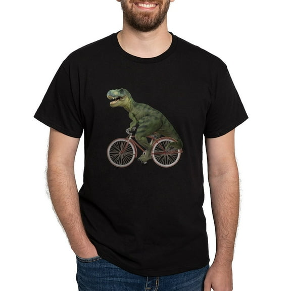 CafePress - Cycling Tyrannosaurus Rex Dark T Shirt - Men's Classic Graphic Cotton T-Shirt